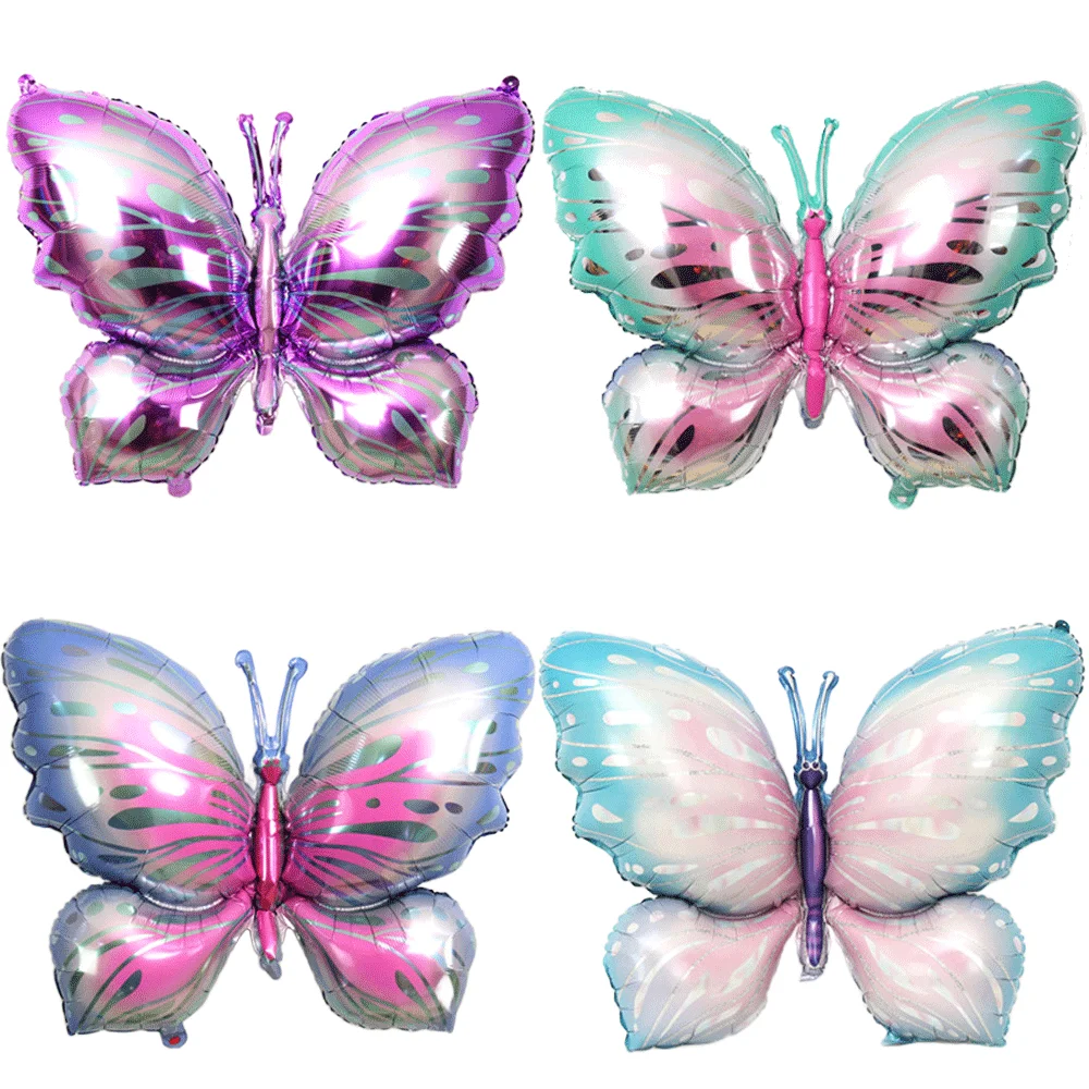 39In×29In Newest Ice Purple Butterfly Balloon Giant Foil Mylar Balloon Baby Shower Wedding Butterfly Themed Birthday Party Decor