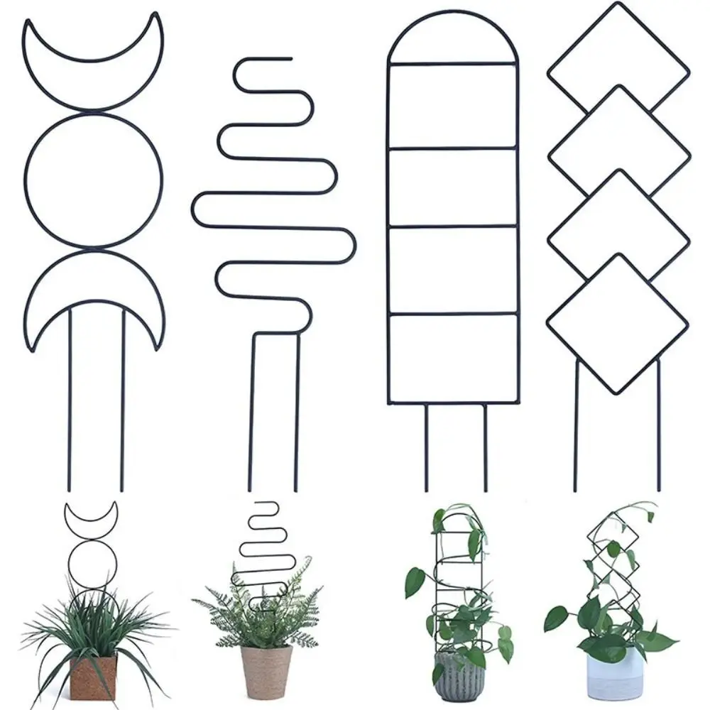 4 Different Shapes Climbing Plant Trellis Moisture-Proof Coating Metal Wire Garden Trellis Soil Insert Stakes