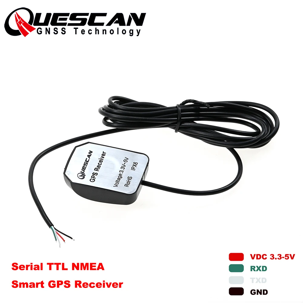 QUESCAN Serial TTL QU10T M10 GPS GNSS Antenna Receiver GPS Galileo GLONASS BeiDou QZSS SBAS Module UBX NMEA Protocol Max 25Hz