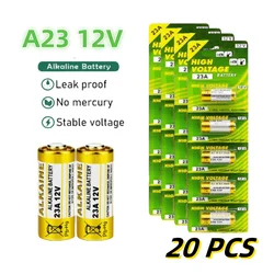 20PCS 12V Alkaline Battery A23 23A 23GA A23S E23A EL12 MN21 MS21 V23GA L1028 GP23A LRV08 For Remote Control Doorbell Dry Cell