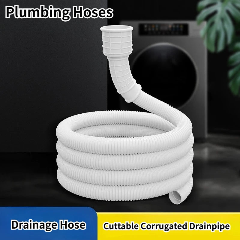 1/1.5/2/3 M Air Conditioning Drainage Hose Washing Machine Water Pipe Hose Faucet Pipe AC Drain Waste Hose Extension Pipe Clamp