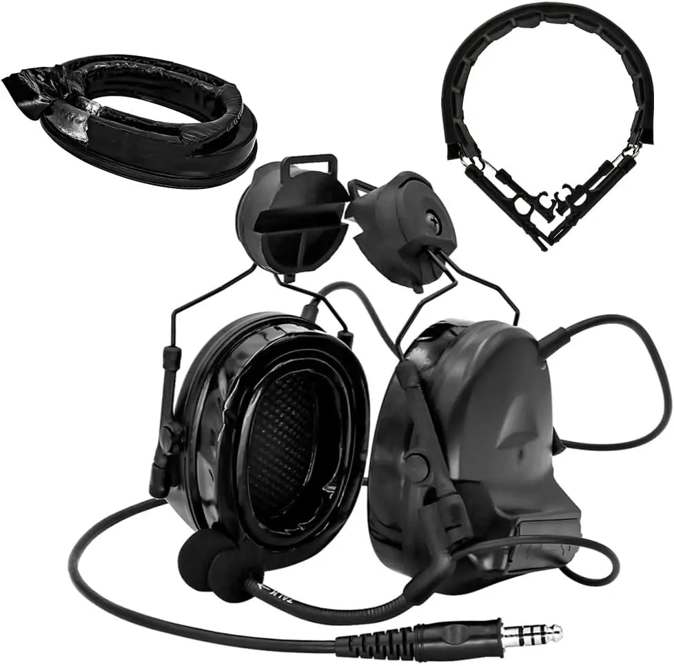 

Silicone Earmuffs, Tactical Noise Canceling Headset, Cushioned Leather Head Headset Adapter, Can Connect to Walkie Talkie