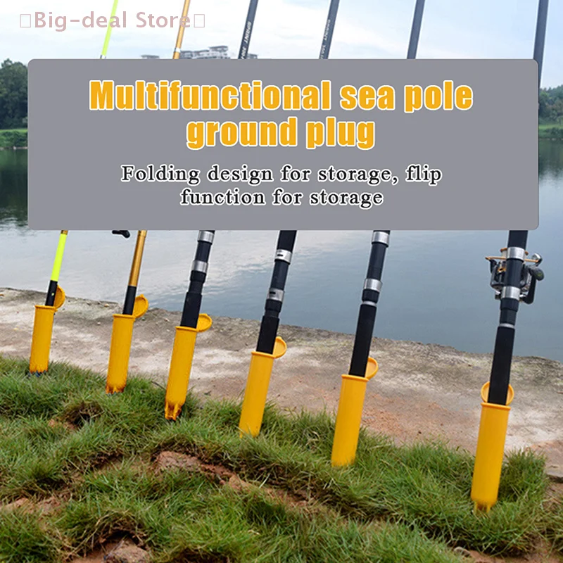 【M】1Pc Foldable Surf Fishing Rod Holder With Storage Lid - Sea Rod Ground Spike, Compact Design For Beach Fishing image 3