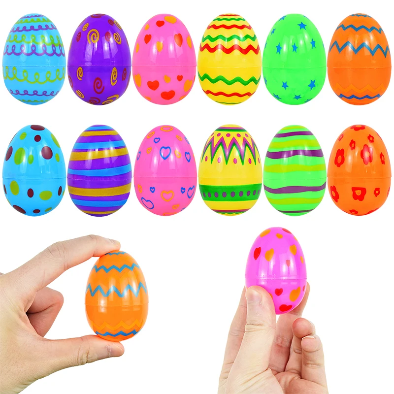 

12pcs Easter Colorful Eggs Shell Fillable Plastic Eggs Gift Box Children DIY Handmade Festival Party Supplies Crafts Kids Gifts