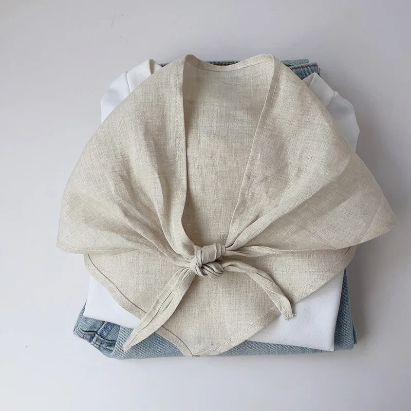 

Linen scarf women, Japanese style, high-quality and stiff, paired with a small neck scarf88x27Spring and autumn war