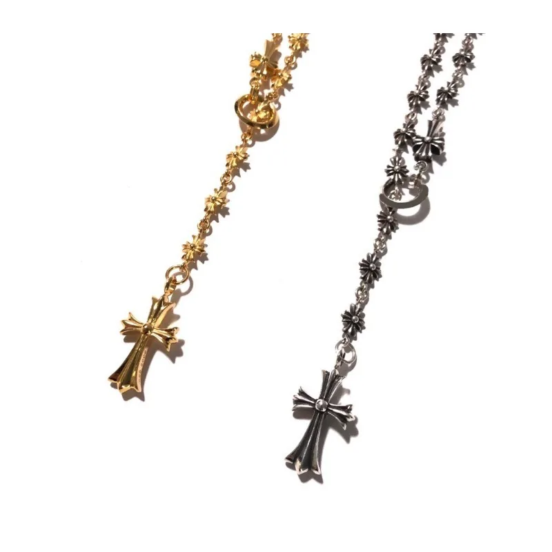 

Krochao Brand Thai Silver Retro Cross Integrated Chain Diamond-encrusted Telescopic Versatile Internet Celebrity Electroplated G