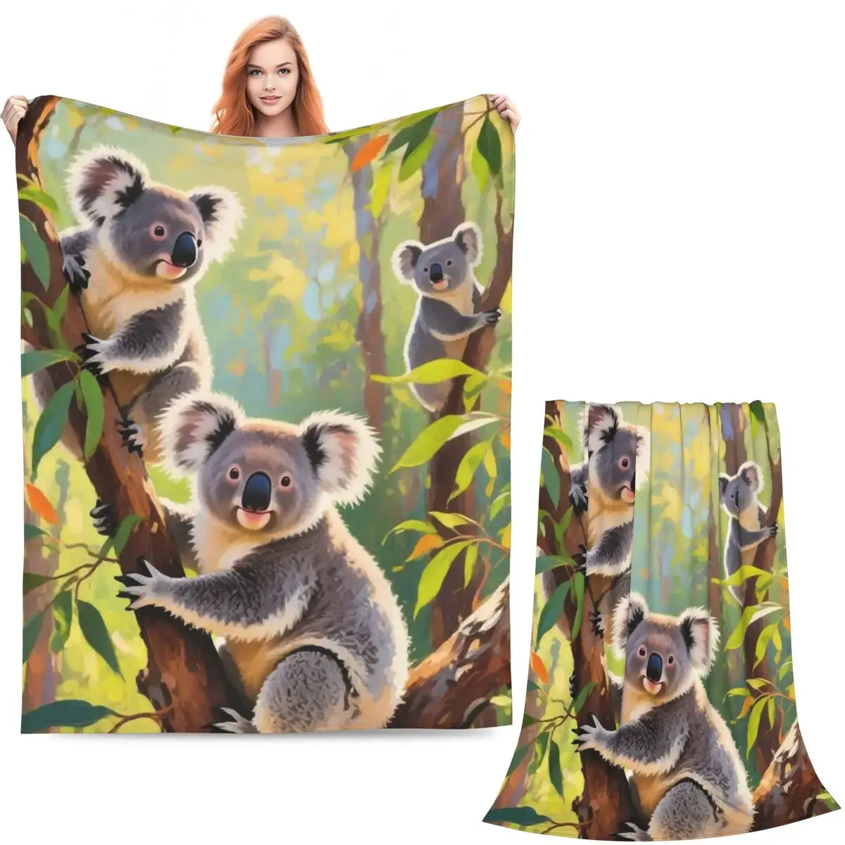 Baby Koala Bear Hug A Branch Blanket Soft Warm Flannel Throw Blanket Bedding for Bed Living room Picnic Travel Home Sofa