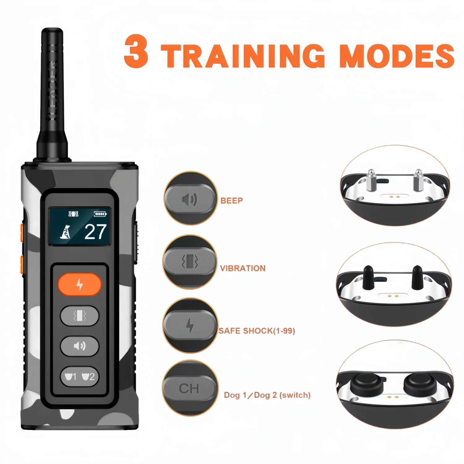 Dog Bark Collar Remote Control Rechargeable Waterproof Anti Barking Training Collar All Dogs