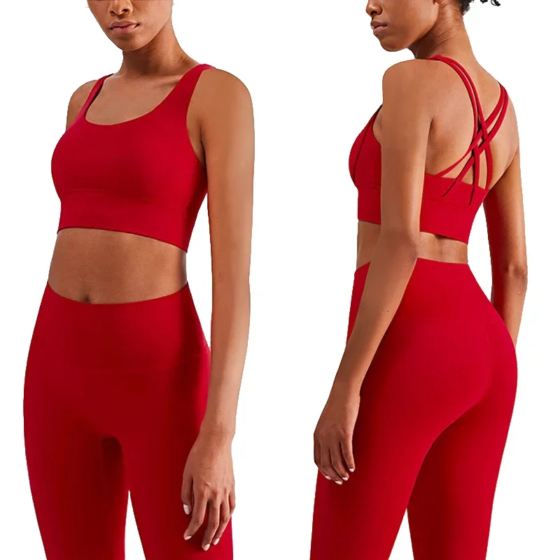 2 pezzi vestiti da Yoga tuta da donna abbigliamento sportivo Pilates tuta Fitness allenamento in palestra vestiti Push Up reggiseno sportivo