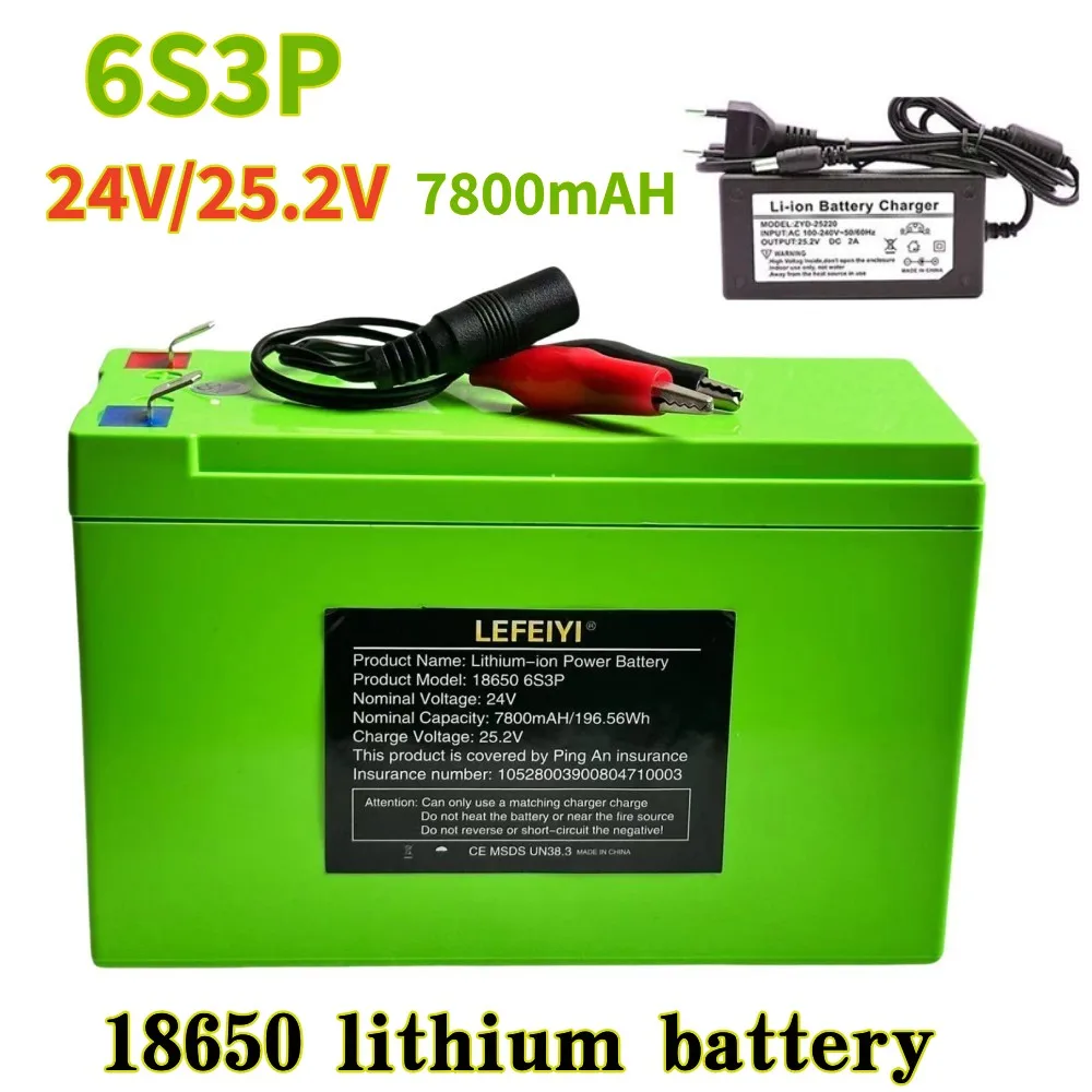 

24V/25.2V 6S3P is suitable for sprayers, children's motorcycles, toy cars, electric tricycles BMS lithium battery 25.2V 7800MAH