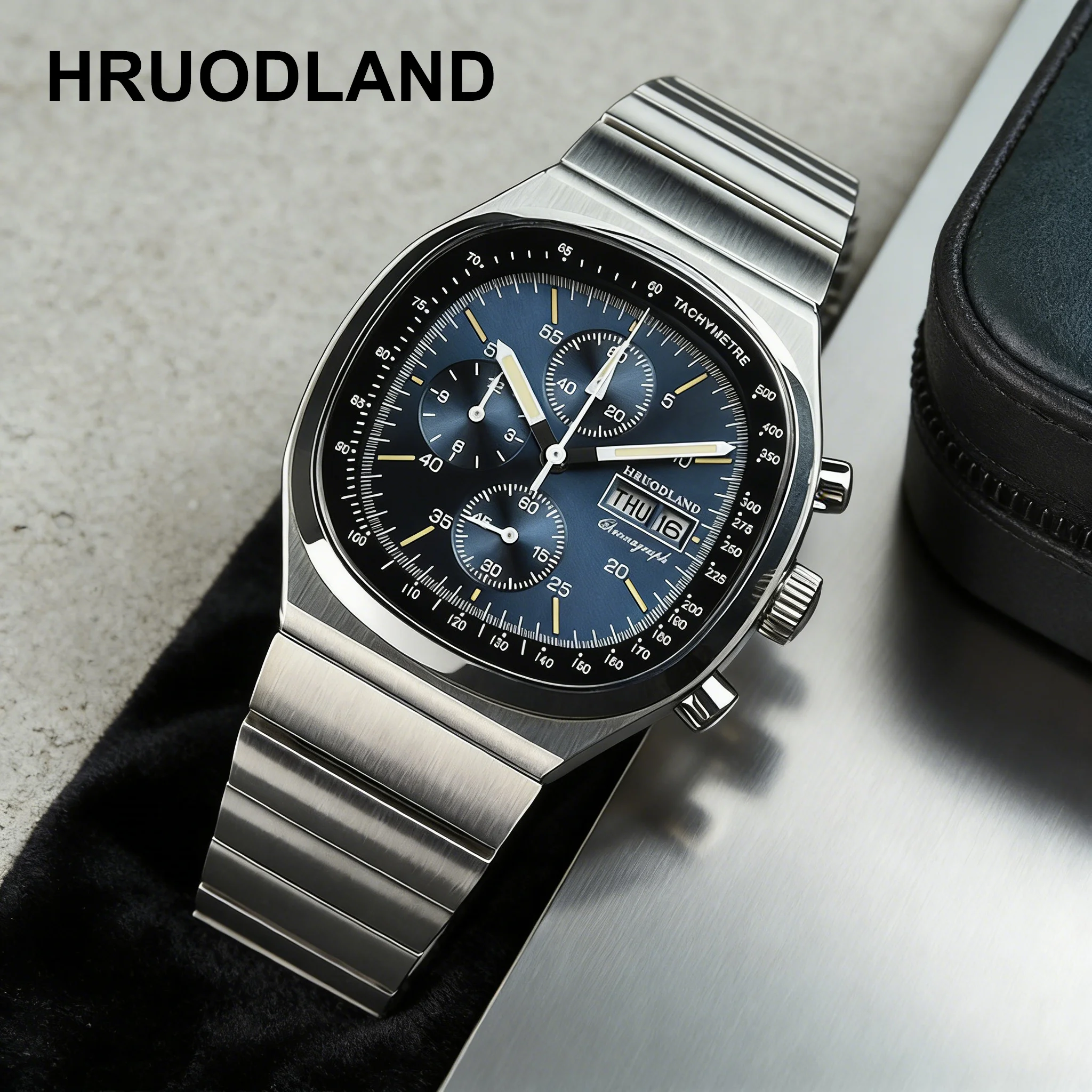 2026 HRUODLAND Exclusive Craft Watch Men Classic 39mm Blue Black Dial Scratch Resistant Glass Daily Commute Wristwatch Reloj