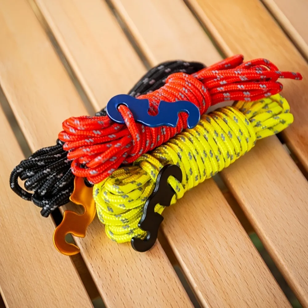 3MM Thick 4 Meter Outdoor Tent Rope for Camping Reflective Rope Windproof Reinforcement Durable Safety Belt Buckle Accessories