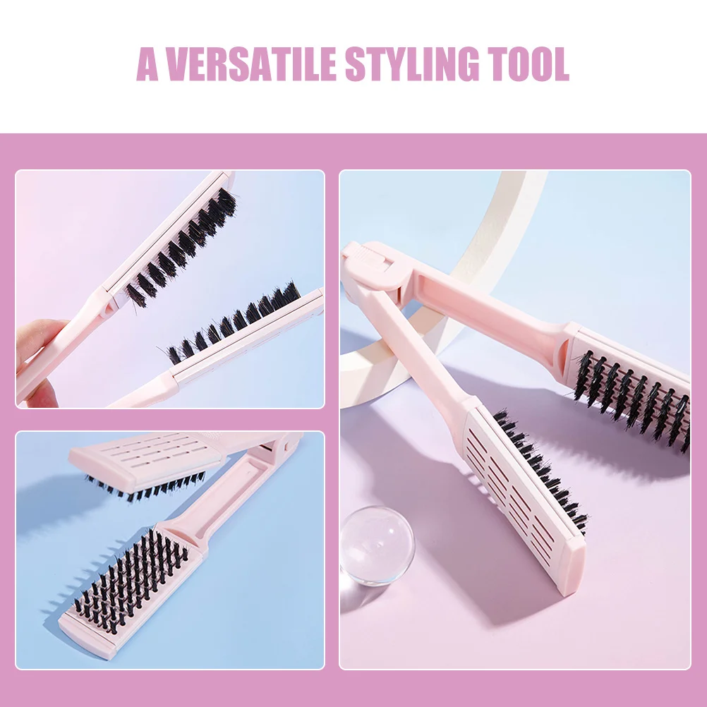 مشط تمليس الشعر على شكل حرف V أداة تصفيف للنساء فرشاة سفر محمولة قابلة للطي ذات استخدام مزدوج مشط ساخن للشعر المستعار المجعد