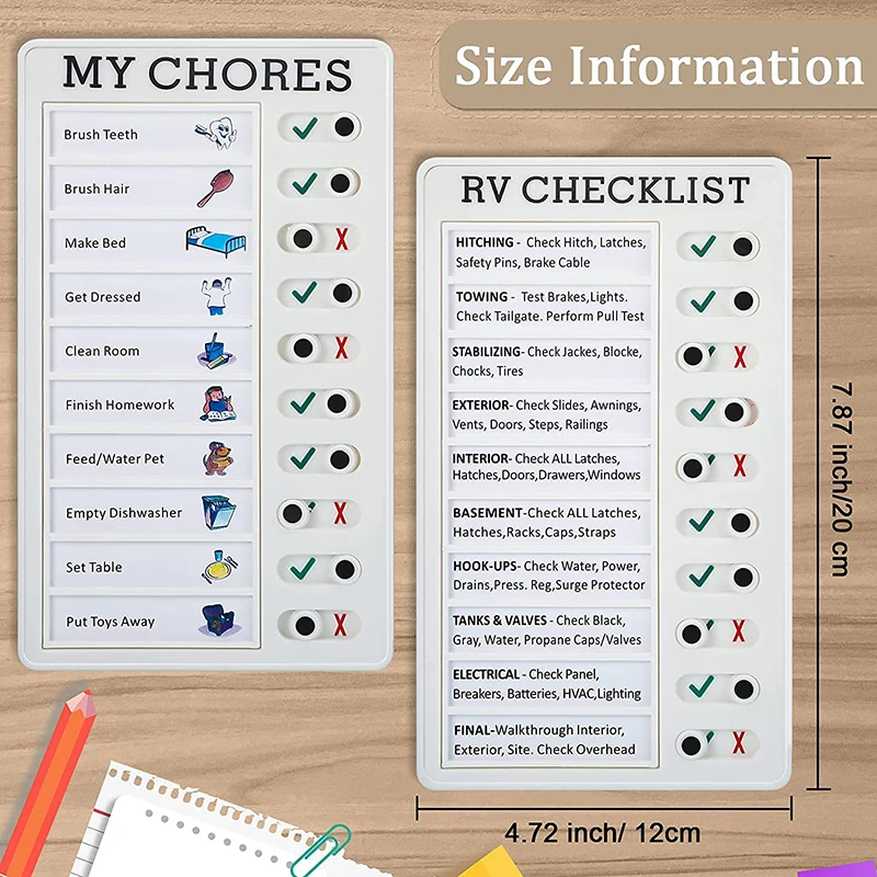 Multi-purpose Memo To-do-list Pad 5''x8'' Adjustable My Chores Checklist Board DIY Planer For Car RV Home Classroom Good Habits