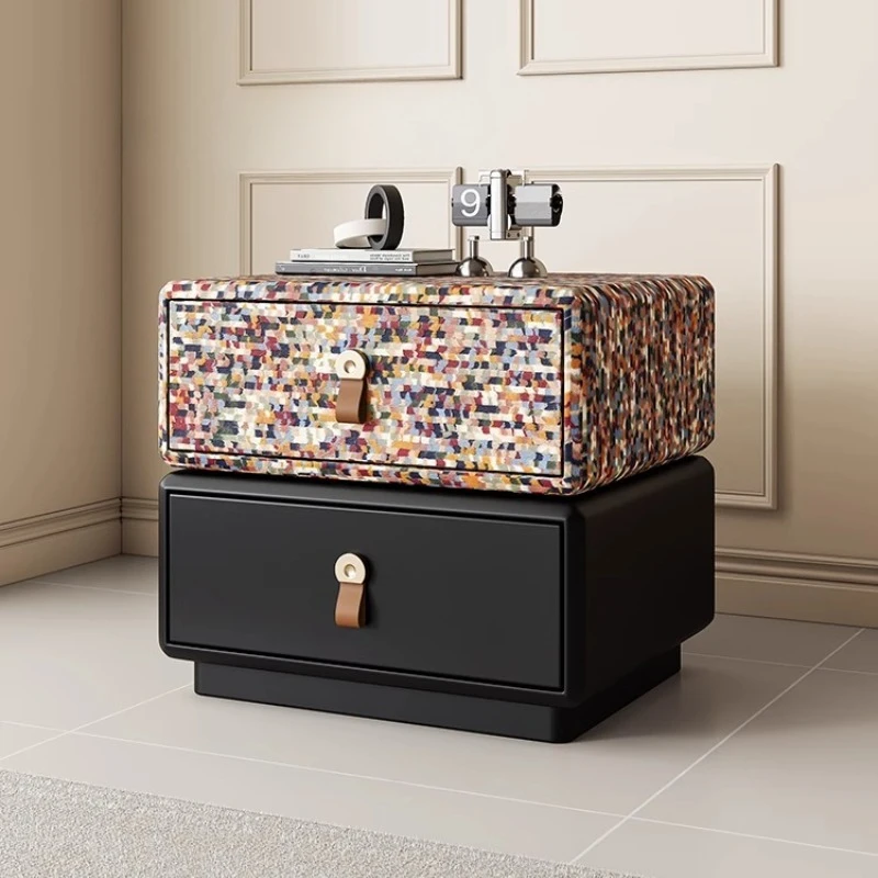 *Cabinet bedroom comfortable home furniture modern drawers Storage locker bedside table Rotating Mid-century black Bed side tabl