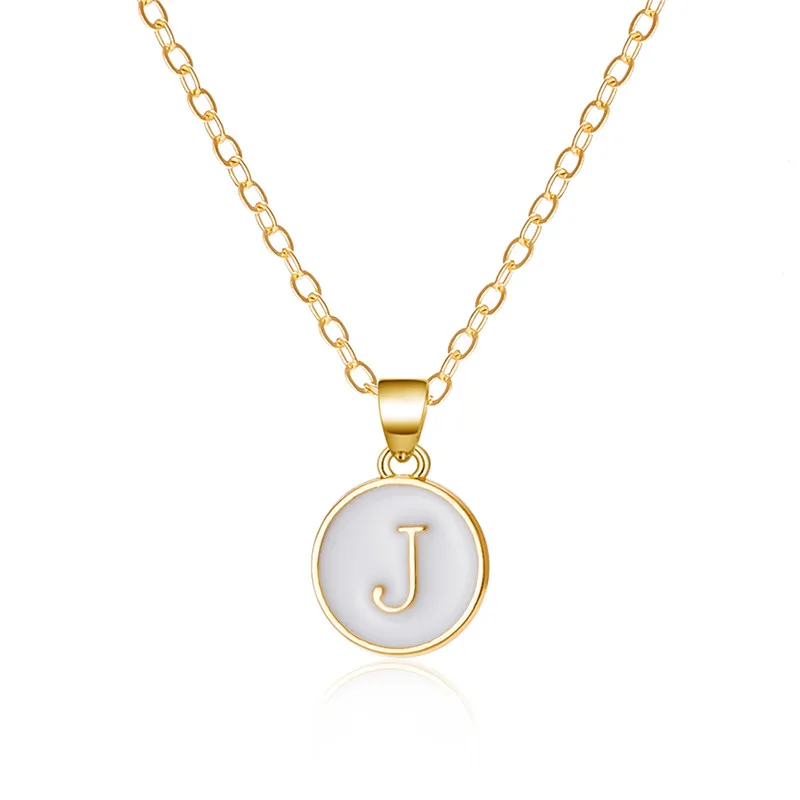 Mode A-Z 26 Buchstaben Halskette Für Frauen Exquisite Initialen Name Runde Emaille Anhänger Schlüsselbein Kette Choker Halsketten Schmuck – Detail 20