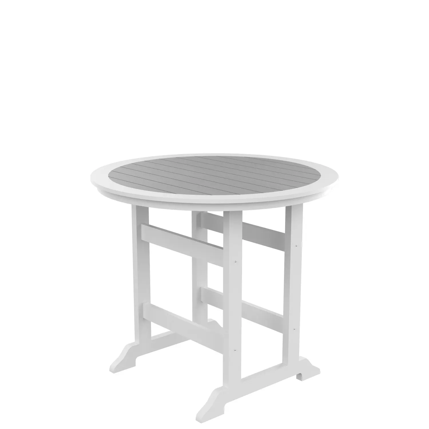 Outdoor White + Gray HDPE Bar Table Patio Dining Set Counter Height Table