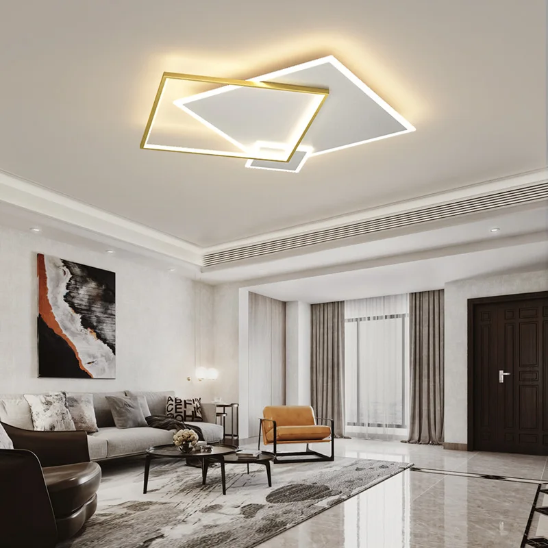 

Luxury Modern Led Chandeliers Bedroom Ceiling Light Remote Control Dimmable Lustre Salon Living Room Decor 3 Square Ceiling Lamp