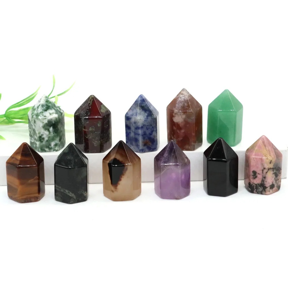 Crystal Hexagonal Prisms Natural Stone Pink Quartz Point Wand Healing Energy Mineral Amethyst Tower Furnishing Home Decoration