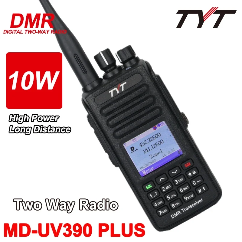 TYT MD-390 AES Encryption Wireless Handheld Digital Walkie Talkie IP67 Waterproof 3000 Channel Dual Band 10W TYT MD-UV390 Radio