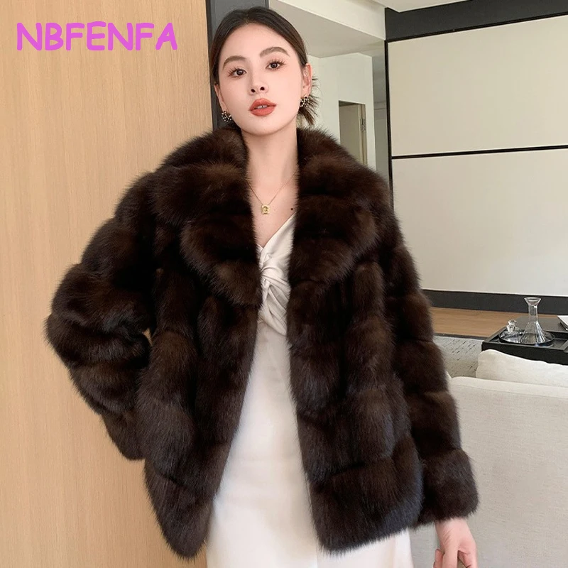 NBFENFA 2024 Winter Fashion Faux Fur Coat Women Korea Fashion Warm Feather Coats Cardigan Outercoat Lady Party Elegant Outfits