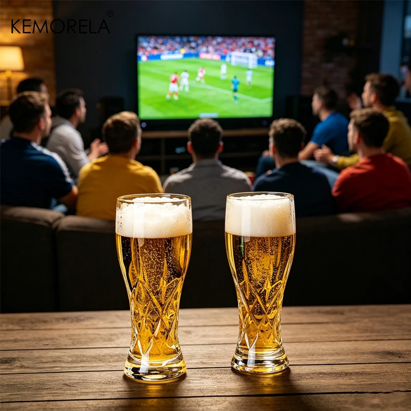 1/2PCS Glass Beer Mug 400ML Craft Beer Glasses For Vodka Beer Spirits Strong Alcoholic Drink Roostertail Party Drinking Glasses