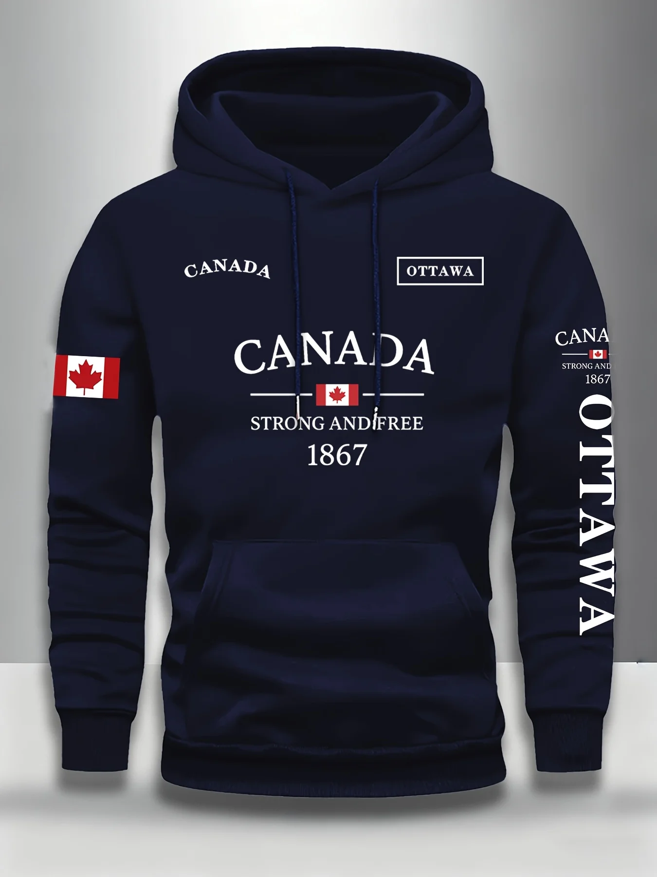 Y2K Canada Flag Graphic Mens Hoodies High Quality Fleece Warm Winter Sports Sweatshirt Harajuku Casual Men Clothing