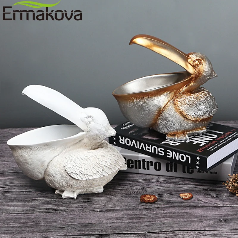 ERMAKOVA Nordic Animal Bird Figurine Jewelry Key Storage Creative Resin Toucan Statue Home Living Room Office Table Decoration