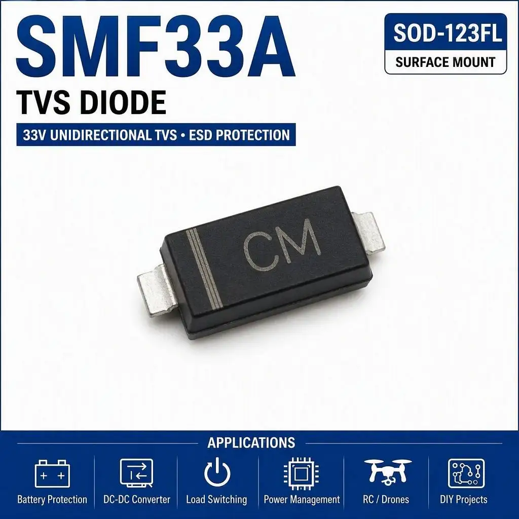 (100 pcs) SMF33A SOD-123FL (Marking CM) SMF33 - Unidirectional TVS Diode 33V 200W