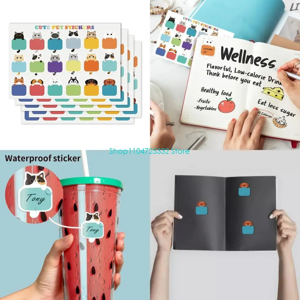 

P5EA милые наклейки с именами животных, самоклеящиеся наклейки для детской настенной одежды, дорожные бутылки с водой, коробки