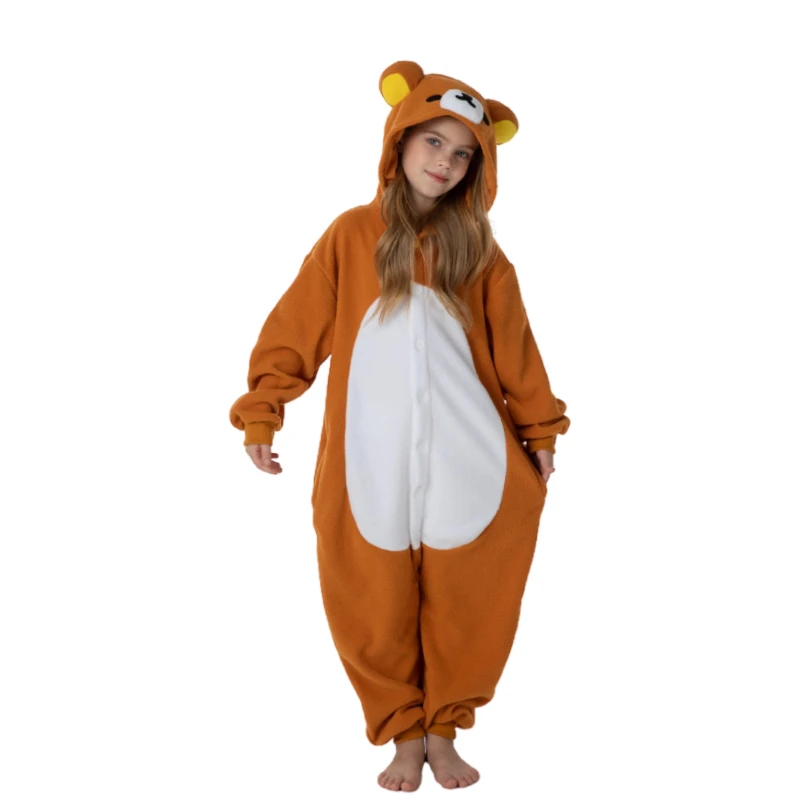 Kids Kigurumi Rilakku Cosplay Costume Children Animal Onesie Pajamas Girls Halloween Carnival Masquerade Boy Bear Party Jumpsuit