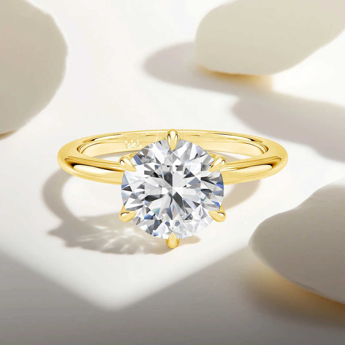 

Кольцо с бриллиантом 6 когтей, 100% настоящее серебро 925 пробы, обручальное кольцо для женщин, ювелирные изделия с муассанитом, подарок