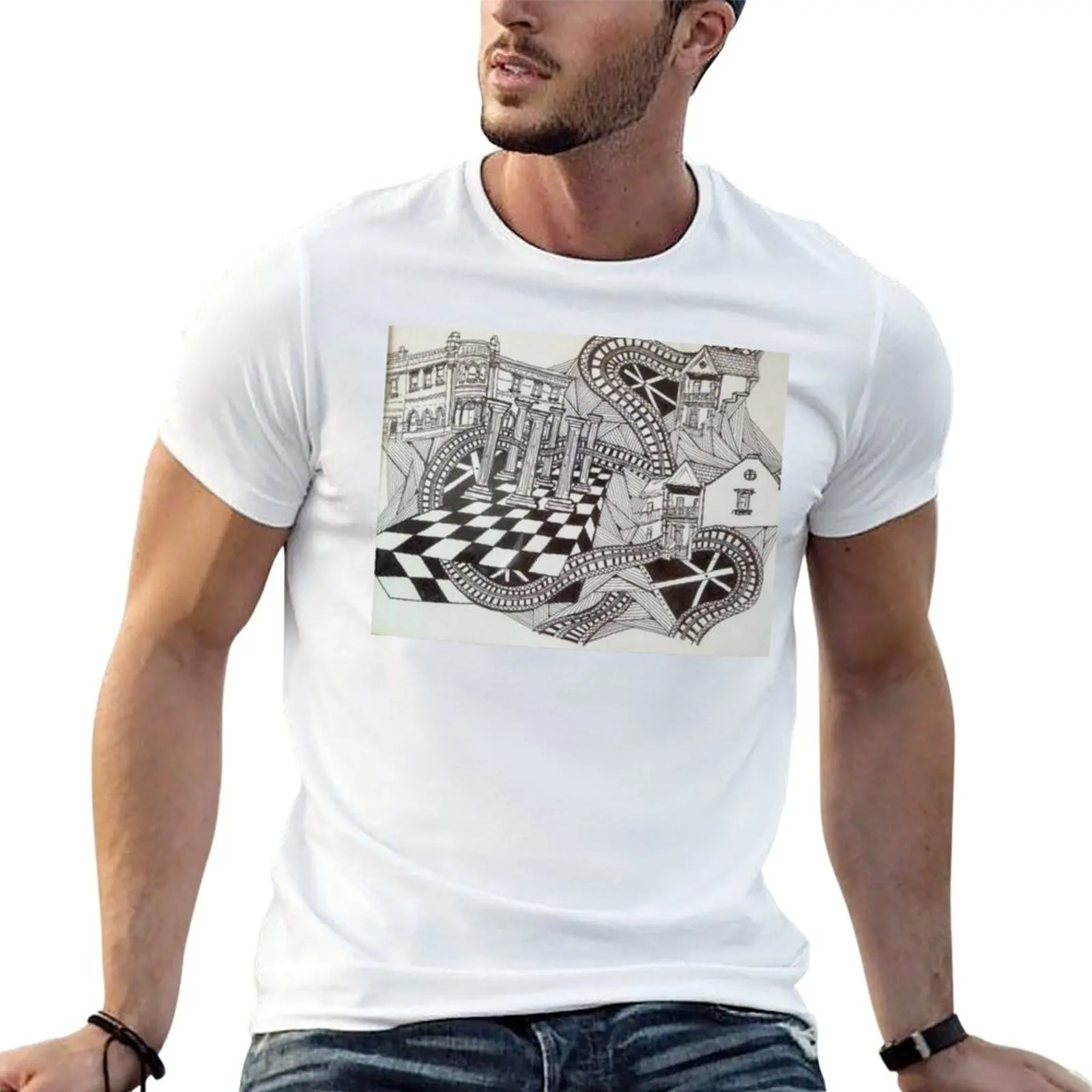 ‘One Off’ hand inked drawing’s T-Shirt summer tops affliction shirts big and tall t shirts for men