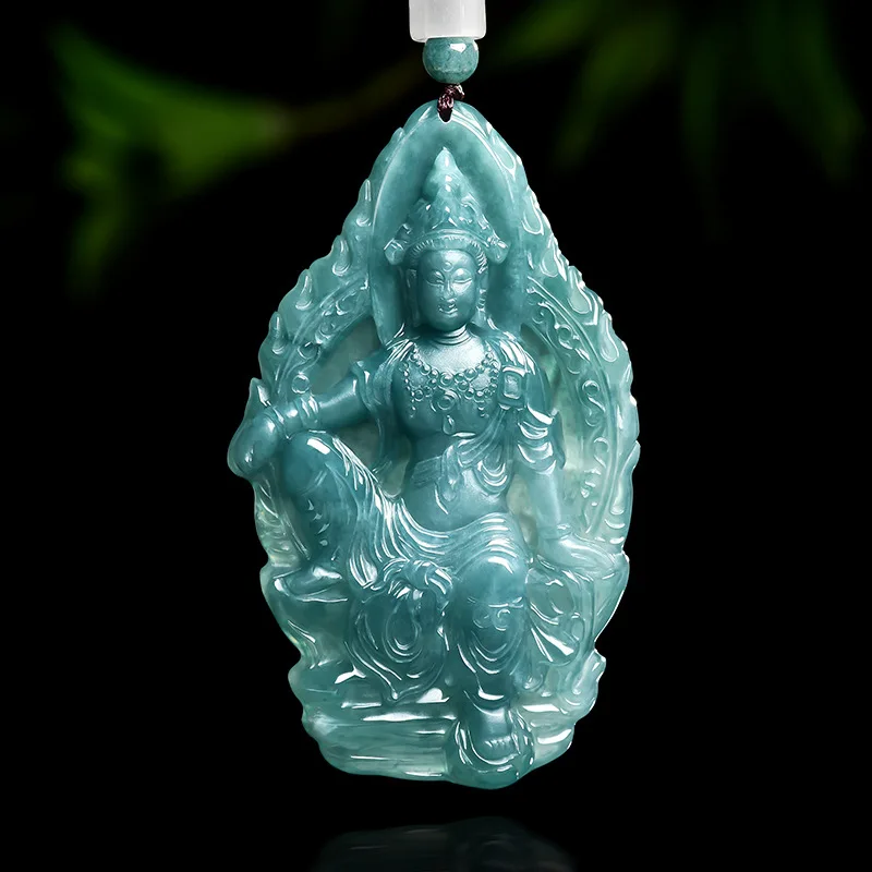 

Натуральный нефритовый кулон Гуаньинь из Мьянмы, роскошный амулет из натурального нефрита, резной, дизайнерский подарок для женщин