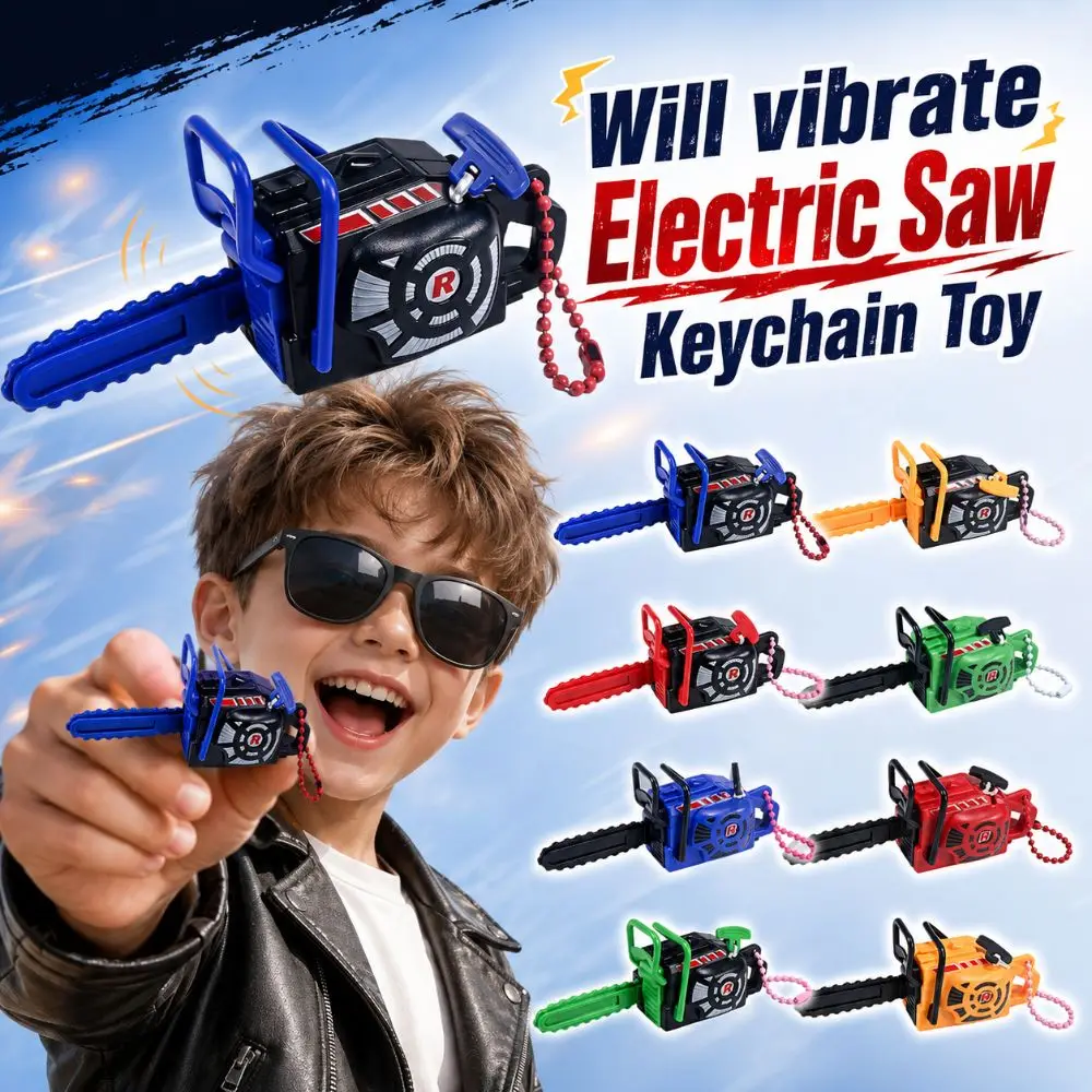 Plastic Electric Saw Keychain Toy Clockwork Realistic Power Saw Bag Pendant Pull Rope Handheld Logging Saw Toy