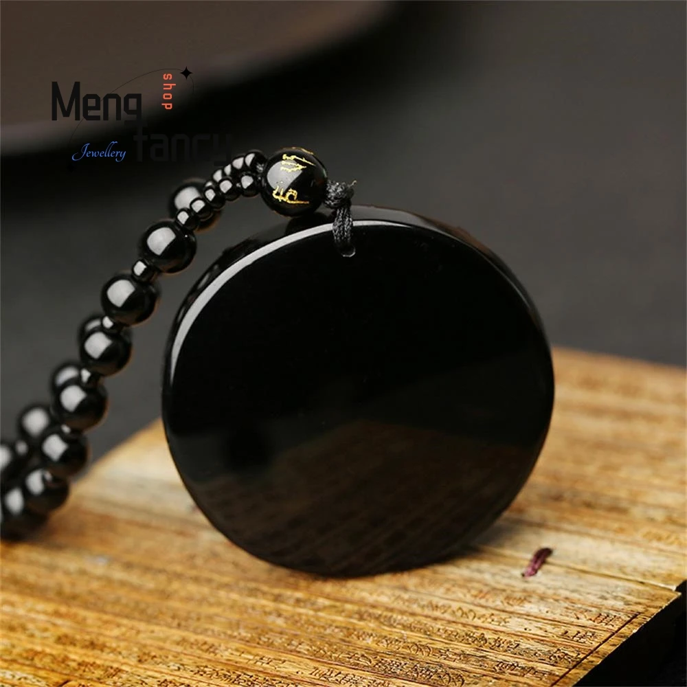 Natural Black Obsidian Four-Armed Spirit Elephant Jade Pendant Fashion Customized Jewelry Amulet Men Women Luxury Necklace Gifts