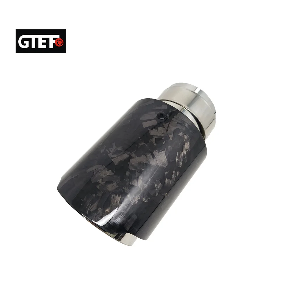 GTEFO 1PCS Universal Car Modify Tuning Single Forged Carbon Fiber Exhaust Tip Nozzles for Car Muffler Tail Pipe Exhaust System