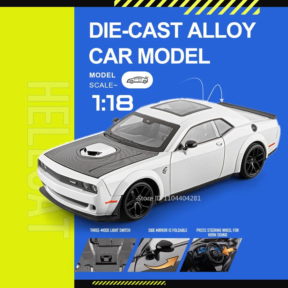 

Модель автомобиля 1:18 Hellcat 720S, литая под давлением, из сплава, с функцией рулевого управления передними колесами, звуком и светом, откатным механизмом, миниатюрная машинка, подарок для детей на праздник