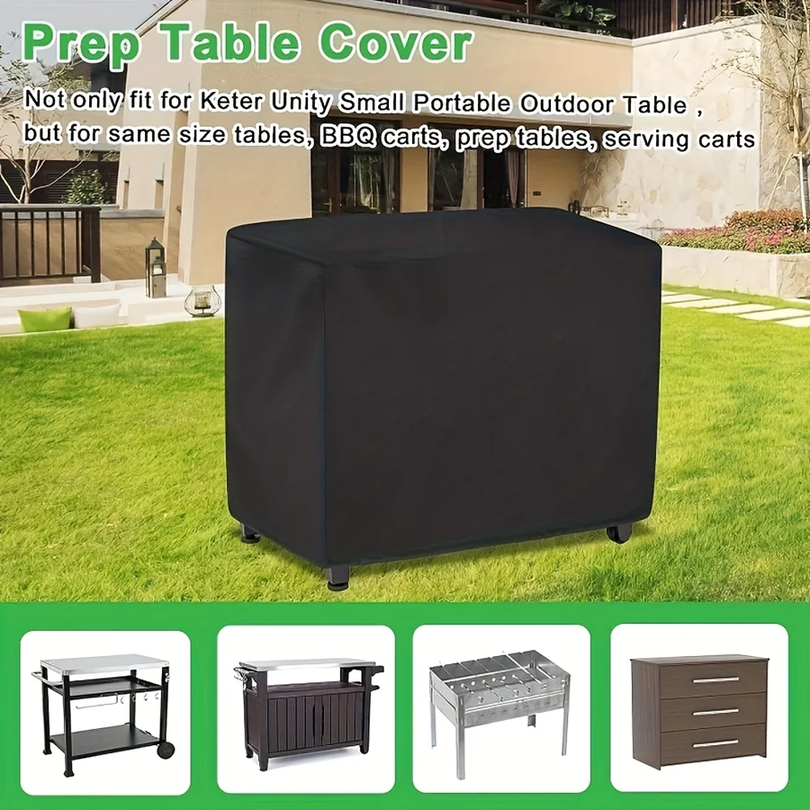 Black Universal Outdoor Cart Table Cover Waterproof Durable Furniture Protective Cover Outdoor Patio Table Cart Protector