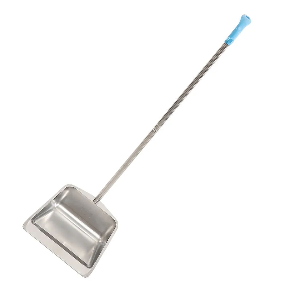Heavy Duty Stainless Steel Dustpan Upright Style Long Handle Ergonomic Design Rust Proof Wear Resistant for Home Office