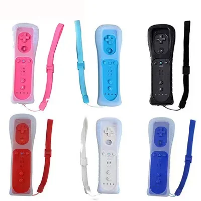 Straight Handle Remote Control Gamepad Wireless With Silicone Case Compatible For Nintendo Wii Controller
