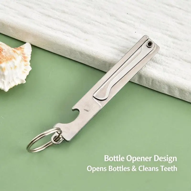 Foldable Stainless Steel Toothpick Cleaner Portable Keychain Solid Structure For Teeth Care Travel Camping Daily Use