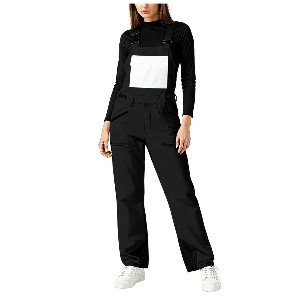 Women Adjustable Shoulder Strap Snowsuit Insulated Ski Bib Overalls Sports Snowboarding Pant Jumpsuit Windproof Jumpsuits