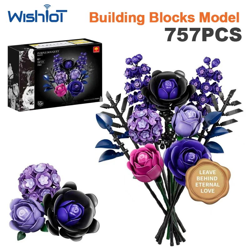 7905 757pcs Flower Bouquet Botanical Collection Model Kit for Building Block Brick Toy DIY Assembly Decoration Components