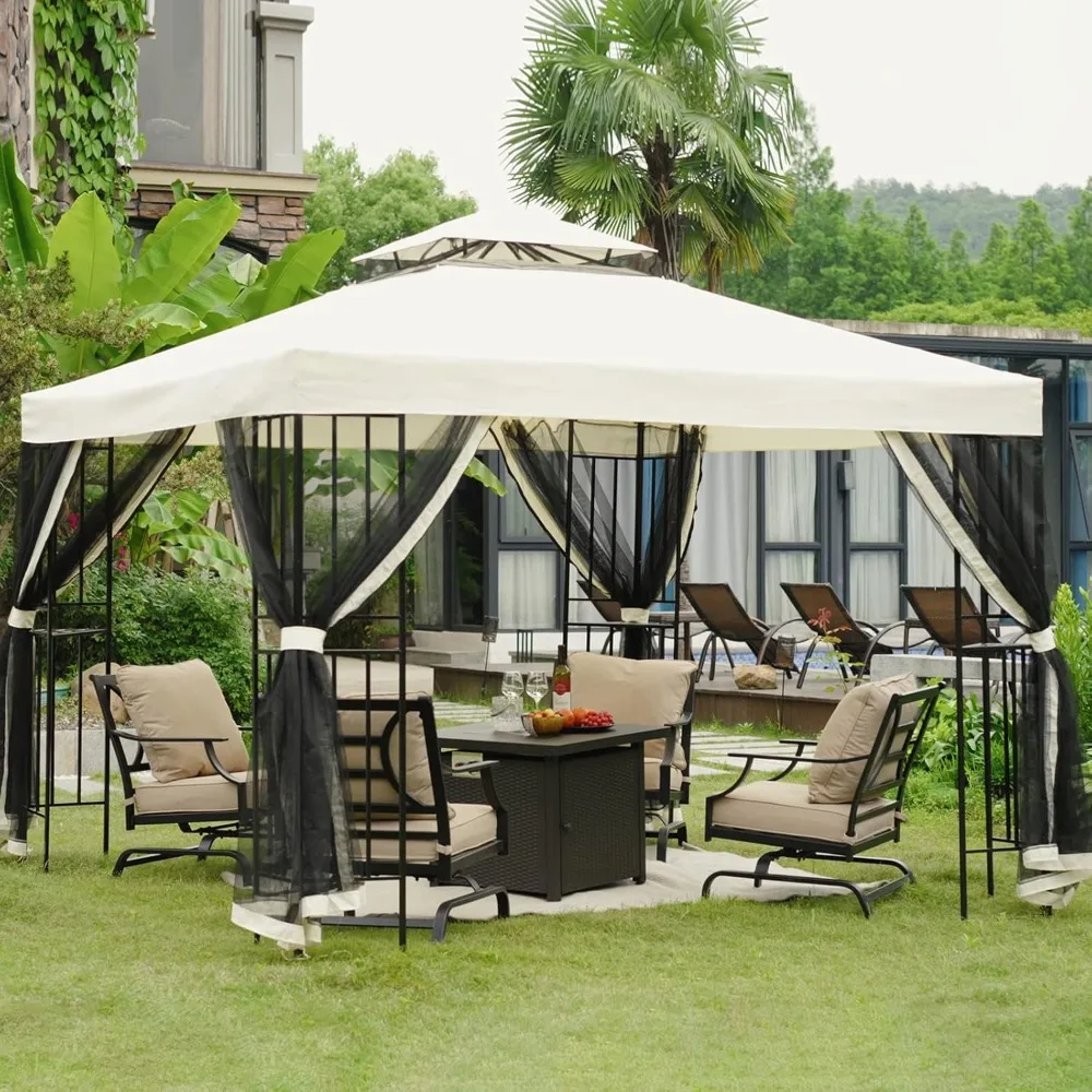 

Patio Outdoor Gazebo with Outdoor Privacy Screen Mesh Netting for Deck Backyard Patio Garden