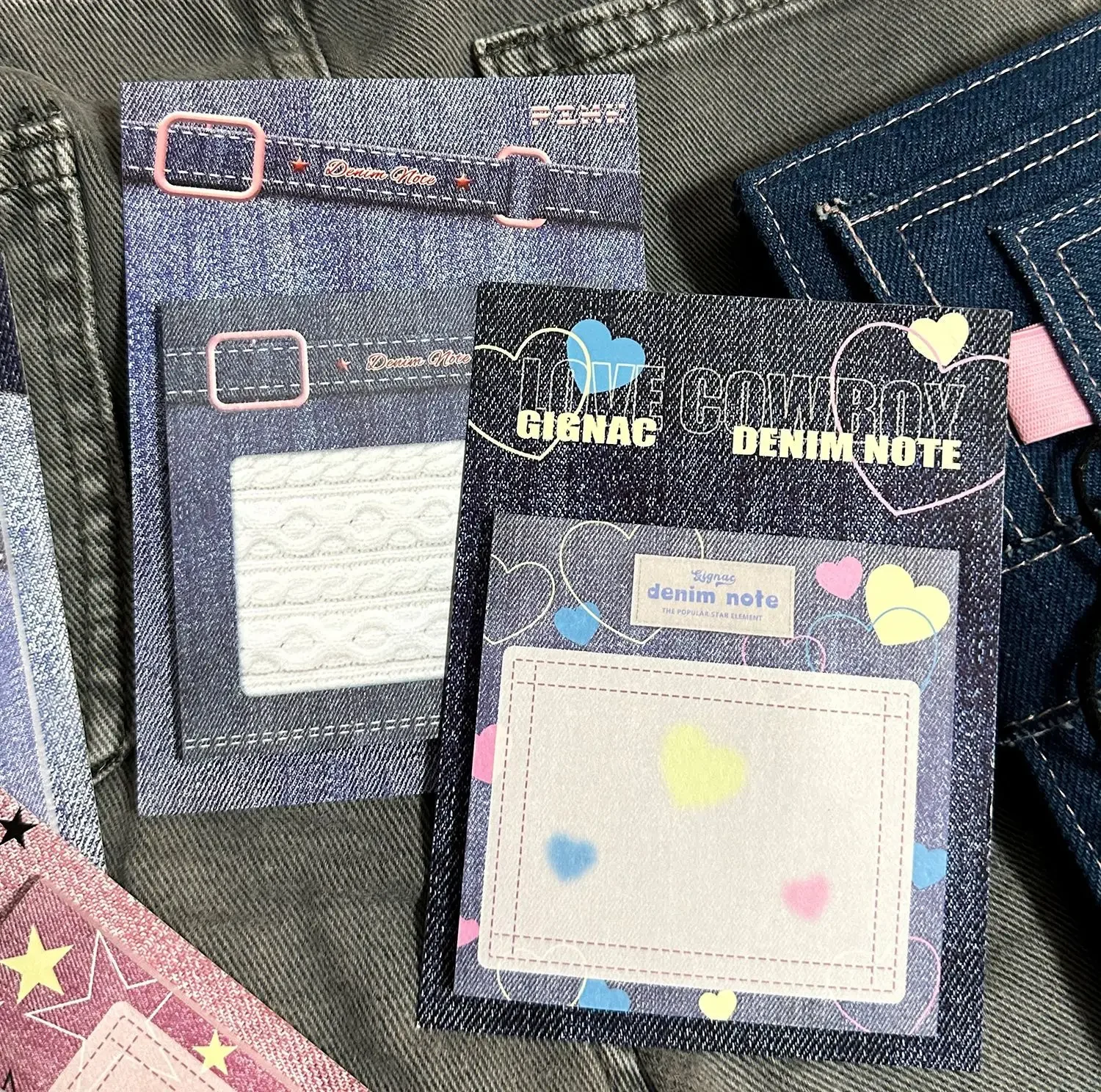 40sheet Retro Y2K Style Scrapbooking Memo Pad for Kids Denim Blue Color Series Fashion Small Writing Pad Lovely Sticky Note