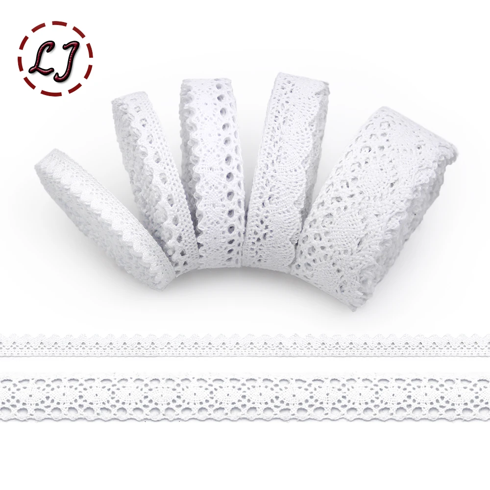 5yd/lot White 100% Cotton Lace Ribbon Garment Sewing Fabric Decorative Pure Cotton Crochet Lace DIY Handmade Accessories