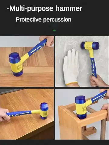 1 Double Headed Installation Hammer, 25mm  Rubber Hammer with Rubber Handle, Detachable Insulated Installation Hammer