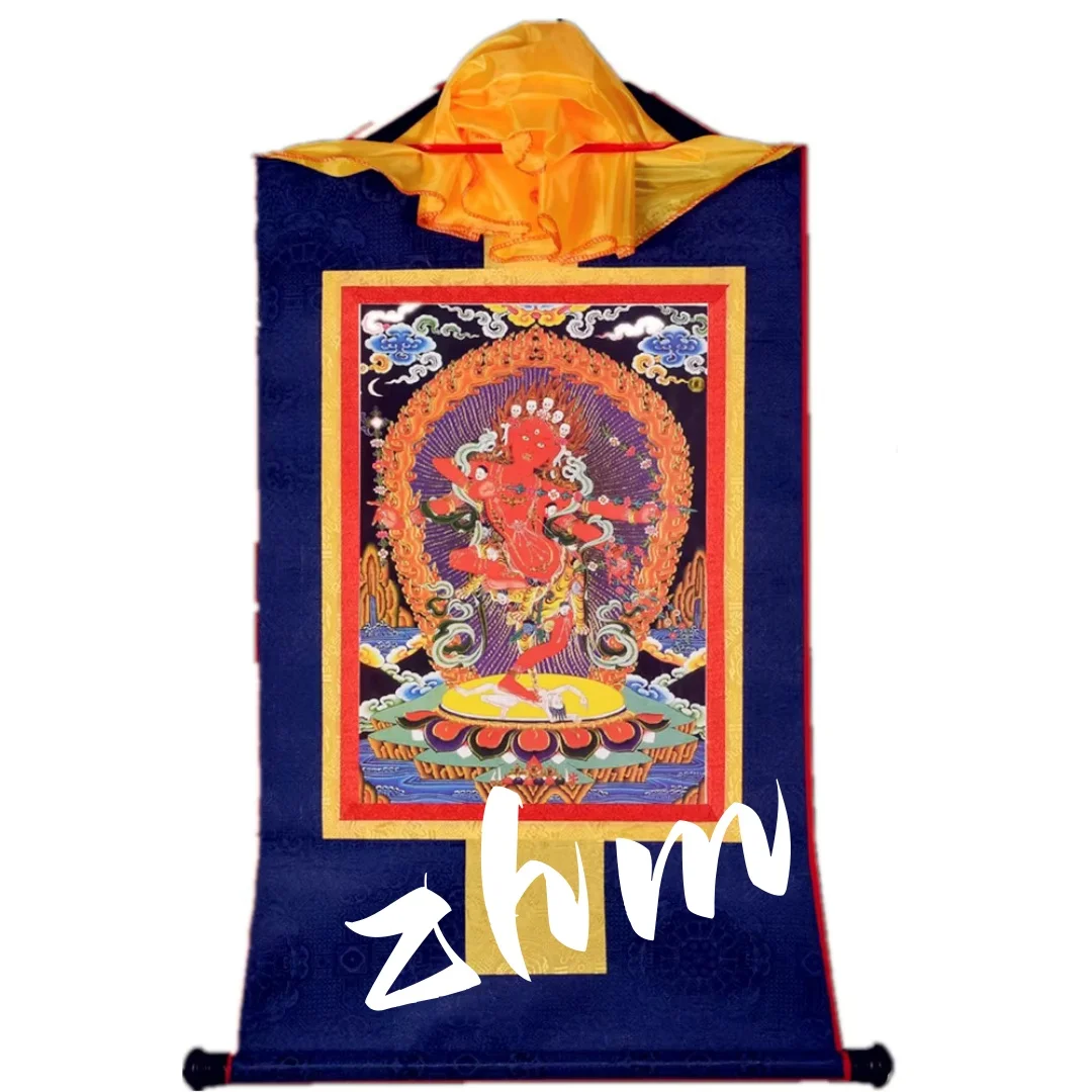 Tibetan Thangka Kurukulla Gold Gilded Esoteric Buddhism Hanging Painting for Entryway Buddhist Hall Decor