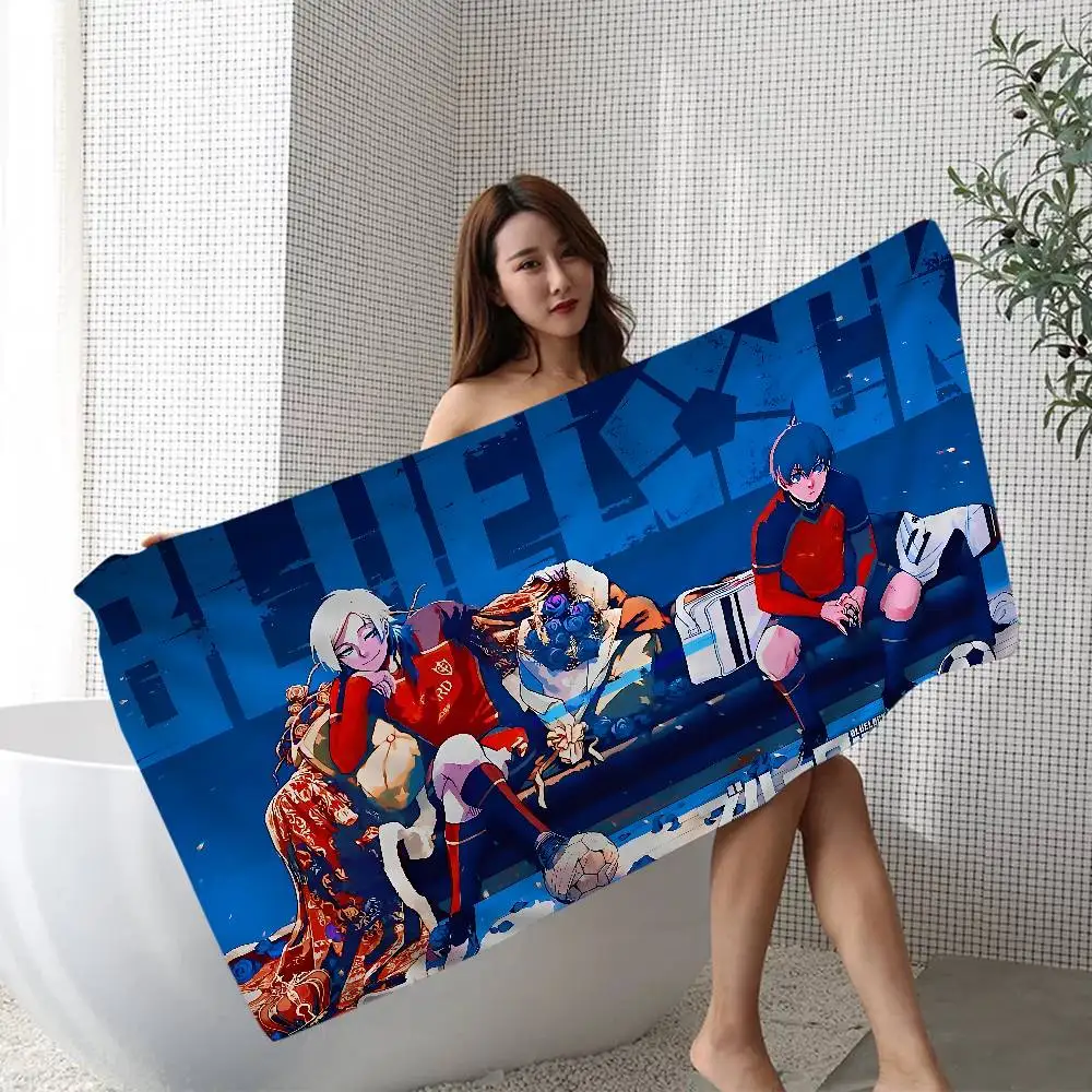 Football Test Field anime B-Blue L-Lock Microfiber Beach Towel Absorbent Quick dry Swimming Resort Mountain Climbing Towel
